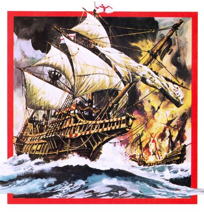 El Golden Hind de Sir Francis Drake de English School