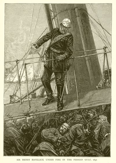 Sir Henry Havelock bajo Fuego en el Golfo Pérsico, 1857 de English School