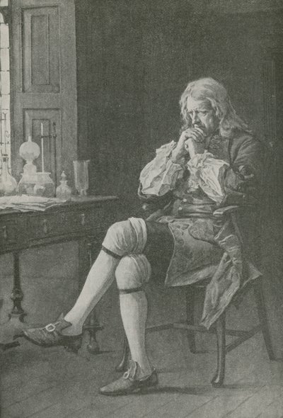 Sir Isaac Newton sentado soñando de English School