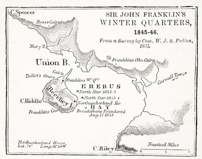 Cuarteles de invierno de Sir John Franklin, 1845-1846 de una encuesta por Com. W.J.S. Pullen 1854, pub. 1854 de English School