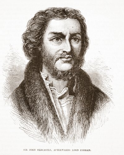 Sir John Oldcastle, luego Lord Cobham, ilustración de La Historia del Protestantismo de James Aitken Wylie, pub. 1878 de English School