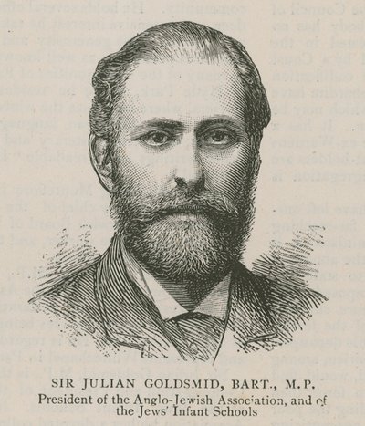 Sir Julian Goldsmid, Bart, MP, Presidente de la Asociación Anglo-Judía y de las Escuelas Infantiles Judías de English School