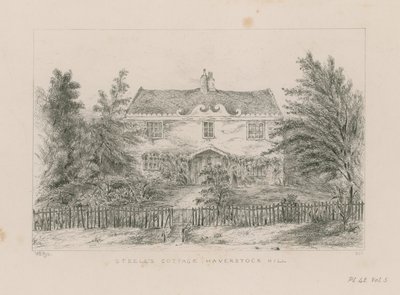 Cabaña de Sir Richard Steele, Haverstock Hill (grabado) de English School