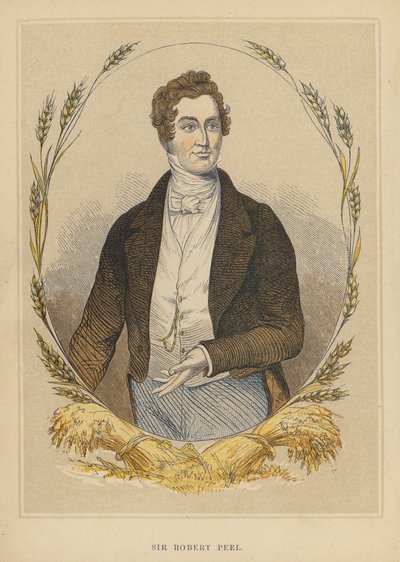Sir Robert Peel (grabado coloreado) de English School