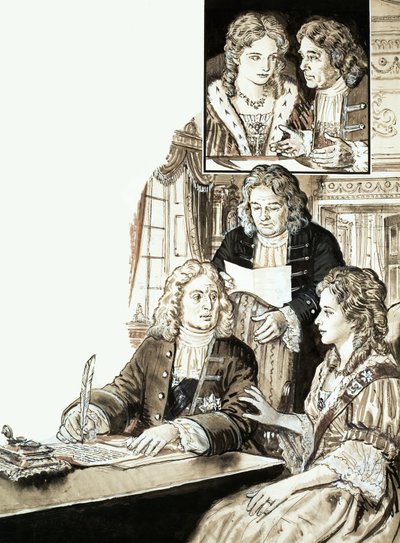 Sir Robert Walpole y el rey Jorge II de English School