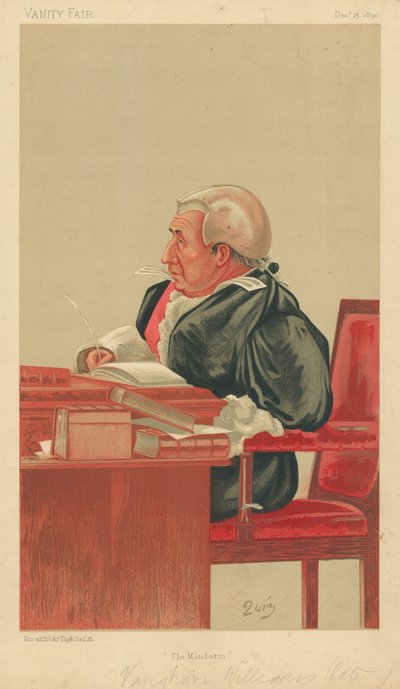 Sir Roland Vaughan Williams, El Mandarín, 13 de diciembre de 1890, caricatura de Vanity Fair de English School