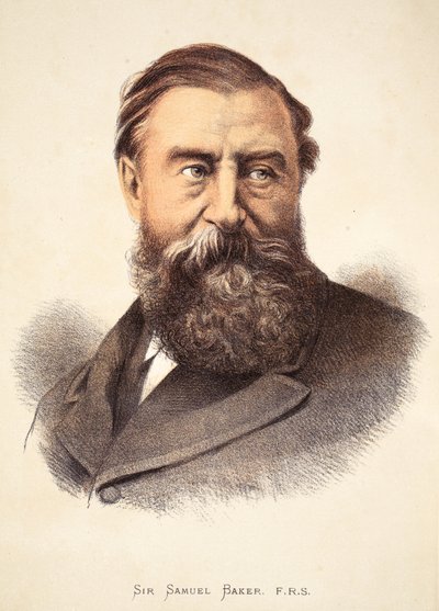 Sir Samuel Baker, ilustración de The Pictorial Edition of the Life and Discoveries of David Livingstone por J. Ewing Richie, pub. por A. Fullarton & Co., 1876 de English School