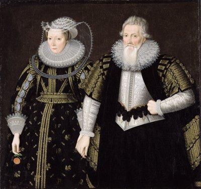 Sir Thomas Mansel (1556-1631) y Jane (Pole) Lady Mansel (óleo sobre lienzo) de English School