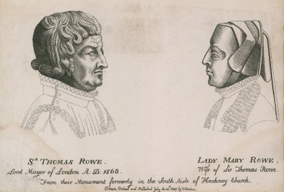 Sir Thomas Rowe, Alcalde de Londres 1568, y Lady Mary Rowe de English School