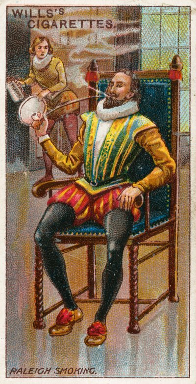 Sir Walter Raleigh fumando de English School