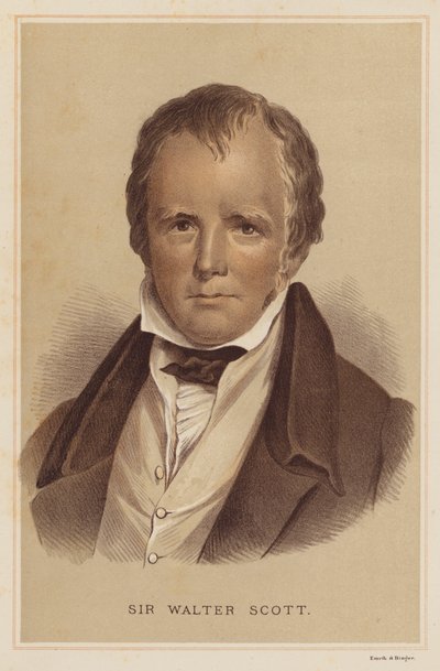 Sir Walter Scott (litografia en color) de English School