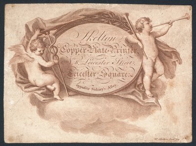 Skelton, impresor de placas de cobre, tarjeta comercial de English School