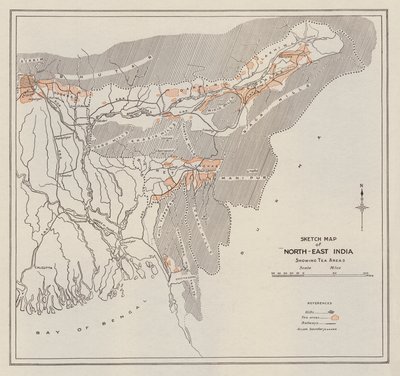 Mapa esquemático del noreste de la India (litografía) de English School