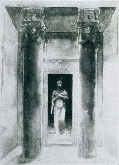 Boceto de Moina Mathers (1865-1928) en el papel de la Gran Sacerdotisa Anari, realizando los Ritos de Isis, París, 1899 de English School