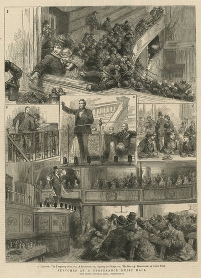 Bocetos en un Music Hall de Temperancia, The Great Central Hall, Bishopsgate de English School