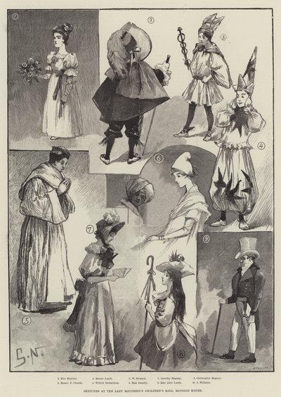 Bocetos en el baile infantil de la Lady Mayoress, Mansion House de English School