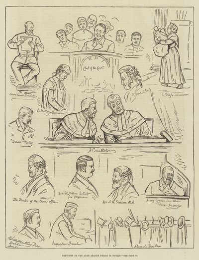 Sketches at the Land League Trials in Dublin (Grabado) de English School