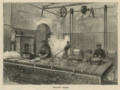 Bocetos en la Royal Mint, Tower Hill; sala de secado de English School