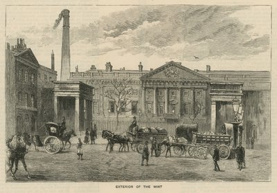 Bocetos en la Royal Mint, Tower Hill; exterior de la Casa de la Moneda de English School