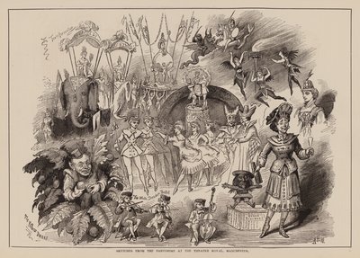 Sketches from the Pantomime at the Theatre Royal, Manchester (grabado) de English School