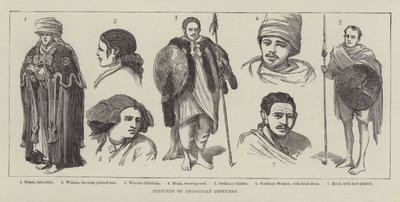 Bocetos de Trajes Abisinios (grabado) de English School