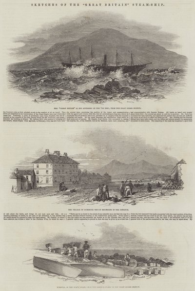 Bocetos del Barco de Vapor "Great Britain" (grabado) de English School