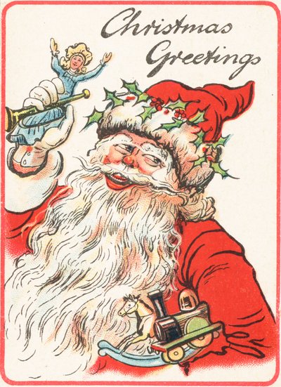 Santa sonriendo con juguetes de English School