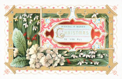 Campanillas y flores, tarjeta de Navidad de English School