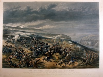 Soldados en la Batalla de Inkerman durante la Guerra de Crimea, 5 de noviembre de 1854, 1855 de English School