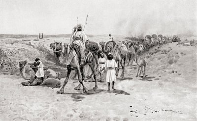 Salomón envía regalos a Hiram I, el rey fenicio de Tiro, de la Historia de las Naciones de Hutchinson, pub.1915 de English School