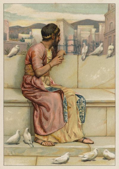 Salomón observando la construcción del Templo (cromolito) de English School