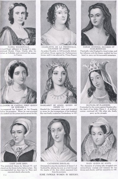 Algunas mujeres famosas en la historia, ilustración de la Historia de las Naciones de Hutchinson, c.1910 de English School