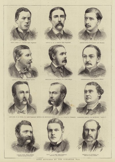 Algunos Oficiales de la Guerra Ashantee (grabado) de English School