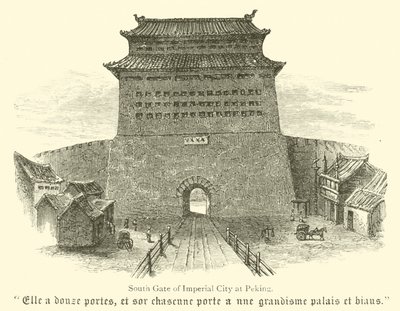 Puerta Sur de la Ciudad Imperial de Pekín (grabado) de English School