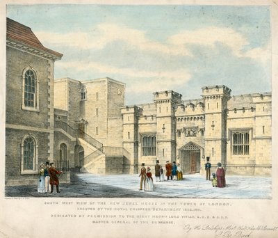 Vista Suroeste de la Nueva Casa de Joyas en la Torre de Londres, erigida en 1840-41 de English School