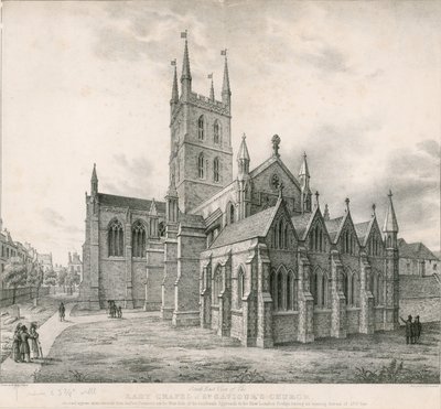 Vista sureste de la Capilla de la Virgen, Iglesia de St Saviours, Southwark de English School