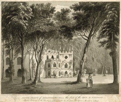 Fachada sur de Strawberry Hill, Twickenham, Londres, la residencia del Honorable Horace Walpole de English School