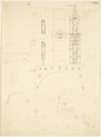 Vista sur de la Puerta de la Abadía de la Catedral de Bristol de English School