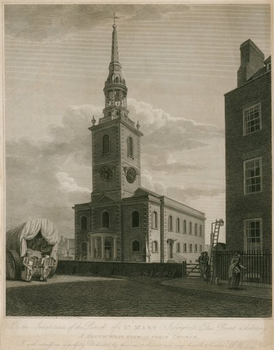 Vista sur de la Iglesia de Santa María, Islington, Londres de English School