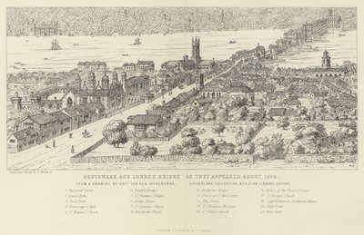 Southwark y el Puente de Londres como aparecían alrededor de 1546 de English School