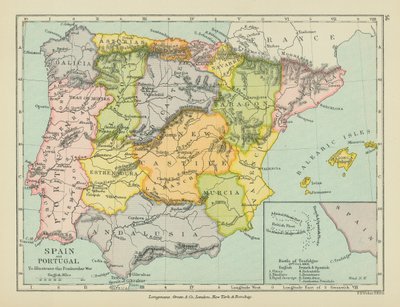 España y Portugal (litografía en color) de English School