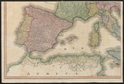 España y Portugal, de Europa, describiendo todos los cambios de Territorio, junto con sus desviaciones en las líneas fronterizas de sus varios Imperios y Estados acordados y confirmados por el tratado definitivo de París, 20 de noviembre de 1815, publicado de English School