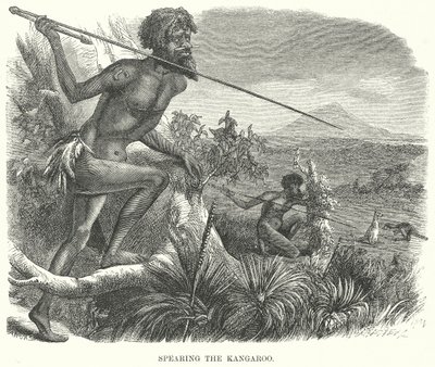 Spearing the Kangaroo (grabado) de English School