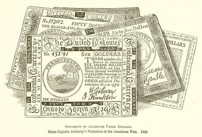 Especímenes de dólares de papel americanos de English School