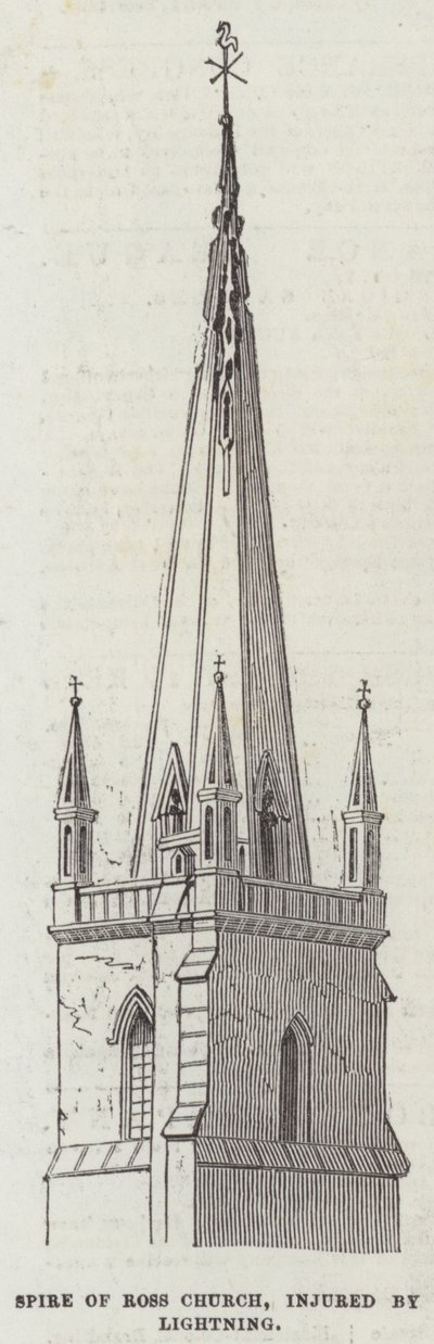 Aguja de la Iglesia de Ross, dañada por un Rayo de English School