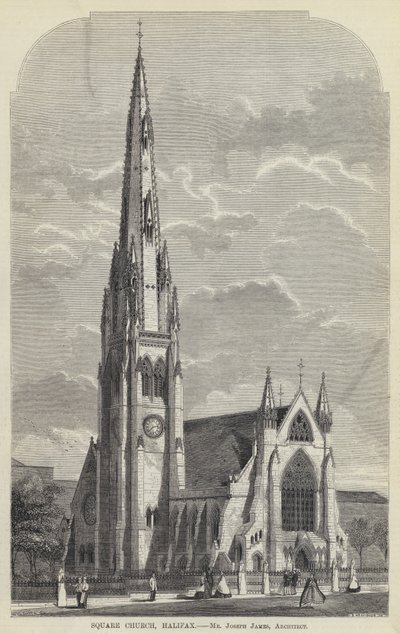 Iglesia Cuadrada, Halifax (grabado) de English School