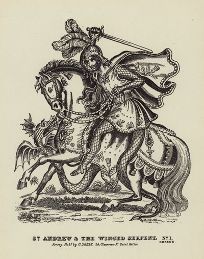 San Andrés y la serpiente alada (grabado) de English School