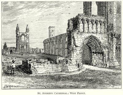 Catedral de St Andrews: Fachada oeste (grabado) de English School