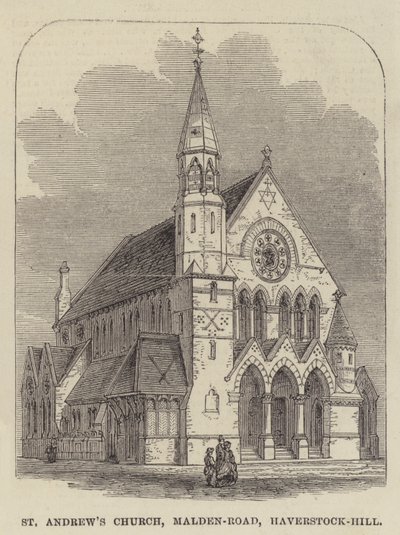 Iglesia de San Andrés, Malden-Road, Haverstock-Hill (grabado) de English School