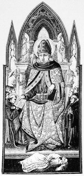 San Agustín, Obispo de Hipona, ilustración de Ciencia y Literatura de la Edad Media y el Renacimiento, escrita y grabada por Paul Lacroix de English School
